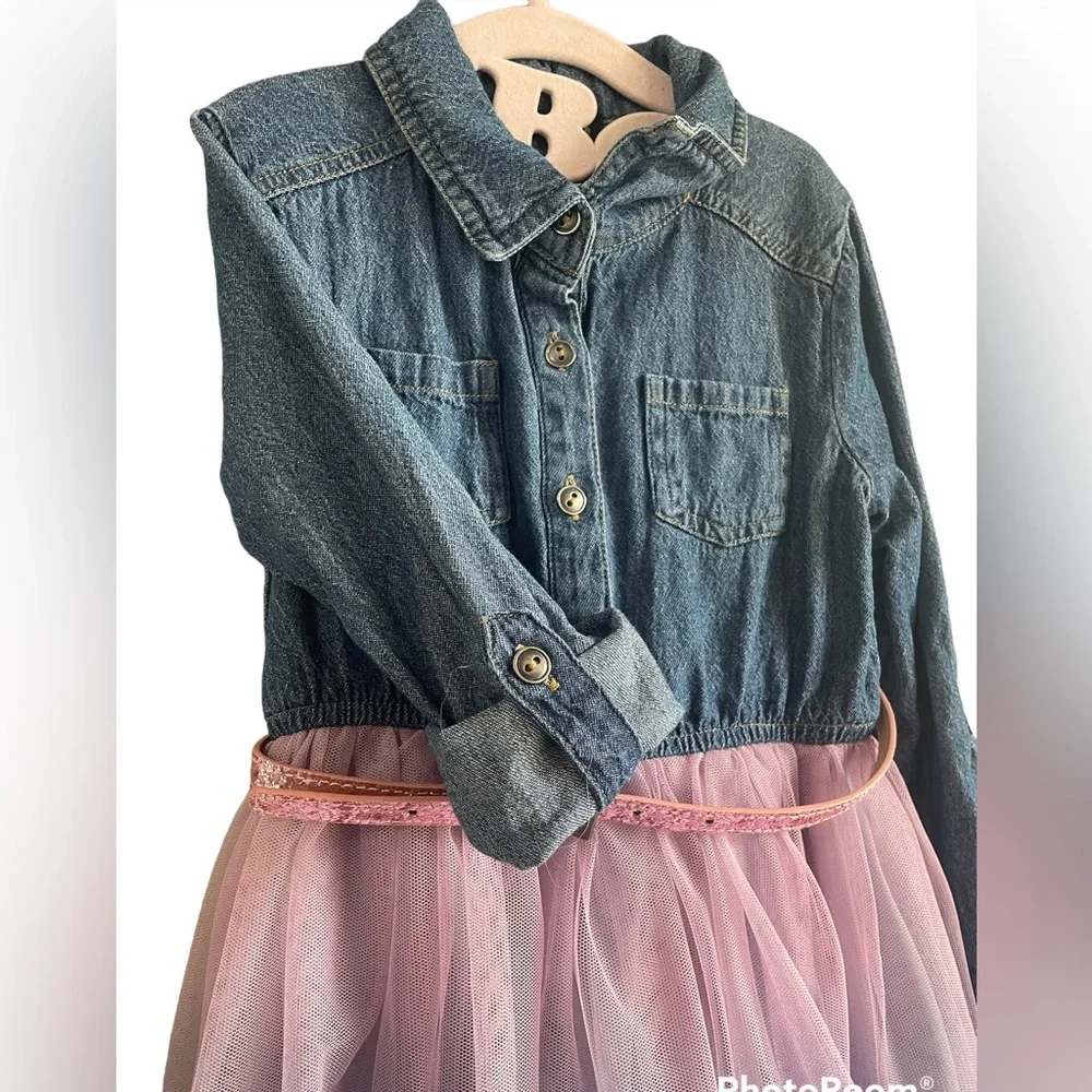 Zunie jean and tulle belted dress